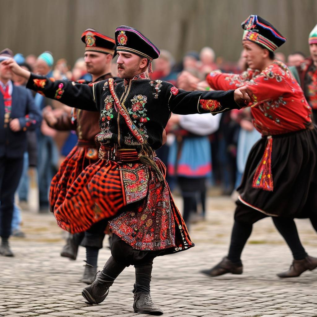 a photograph of traditional russian cossack dancing